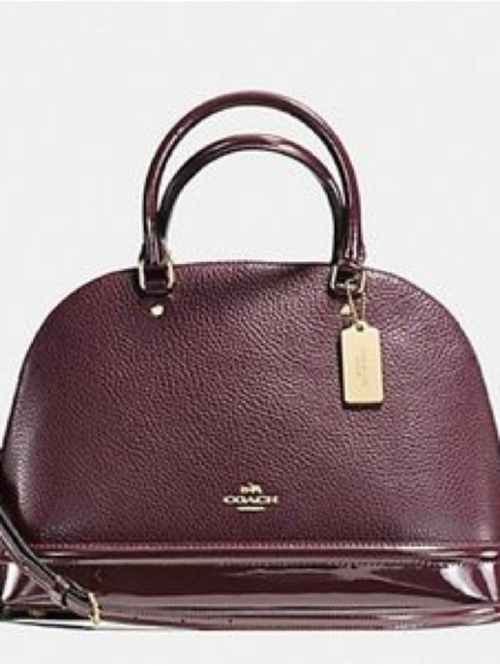 Coach Dome Satchel in Wine with Gold Hardware